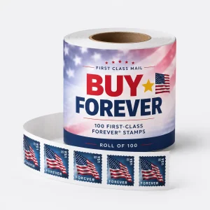 Mailing Stamp– First Class Mail, Roll of 100 (Flag Design)